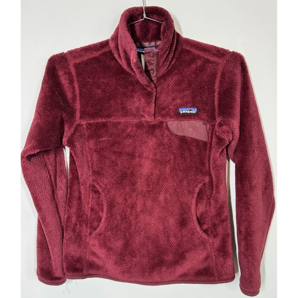Patagonia‎ Sweater Womens Small Red Re Tool Snap Fleece Sweatshirt Jacket Pocket